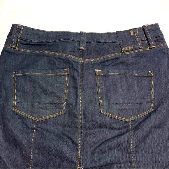 Esprit Dark Blue Washed Denim 94107 Skirt Size 6 - Picture 5 of 15